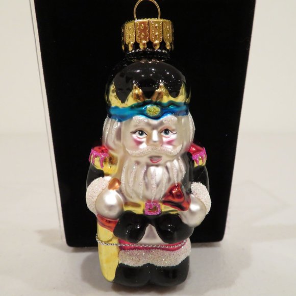 Christmas Glass Ornament Nutcracker Handcrafted by Unique Treasure Box Keepsake - Picture 2 of 6